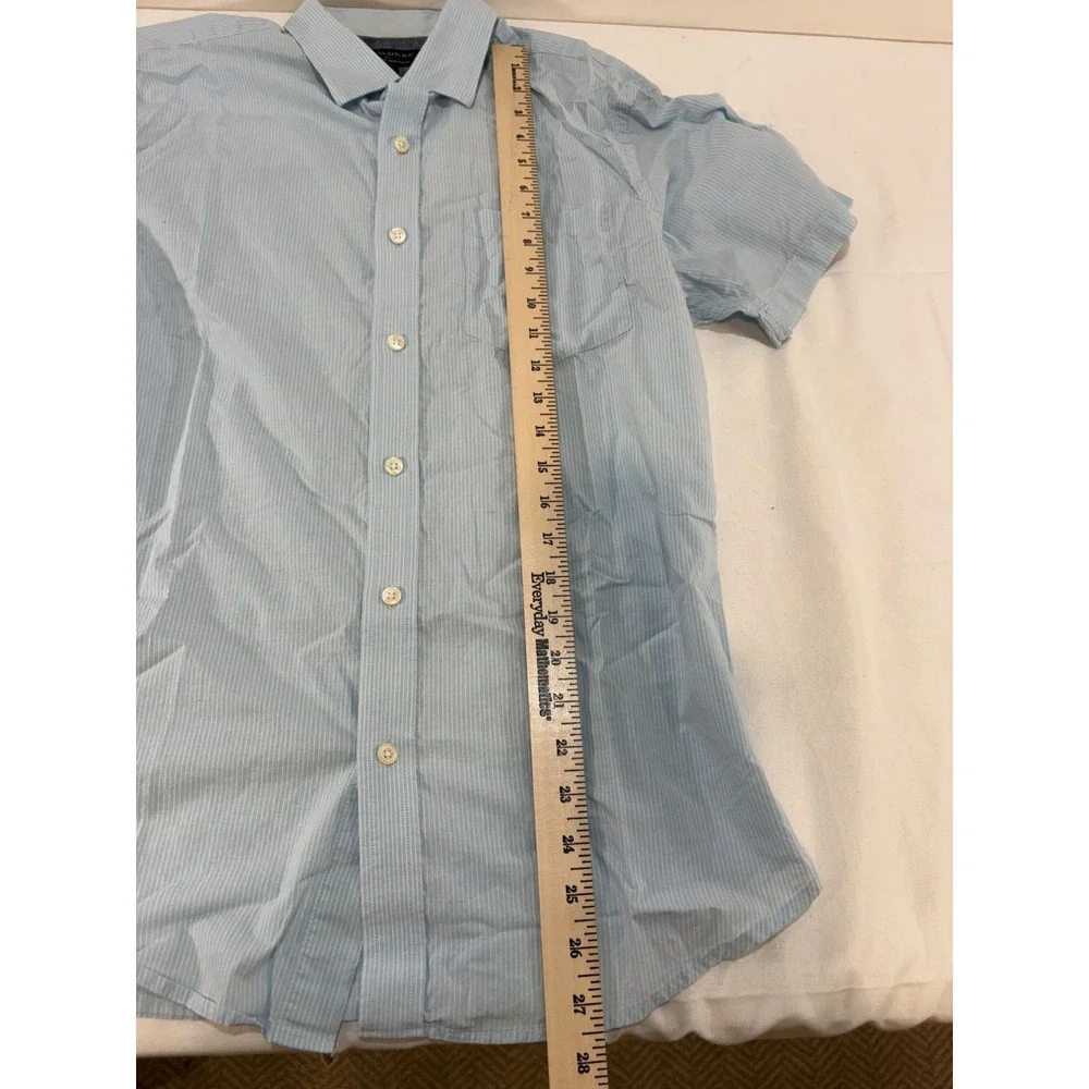 Men's Banana Republic Blue/White Stretch Soft Wash Slim Fit Button Down Shirt M